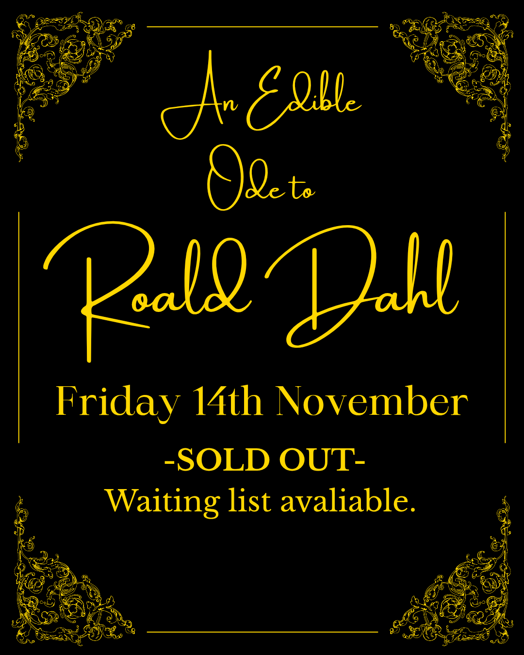 An Edible Ode to Roald Dahl - Friday 14th November