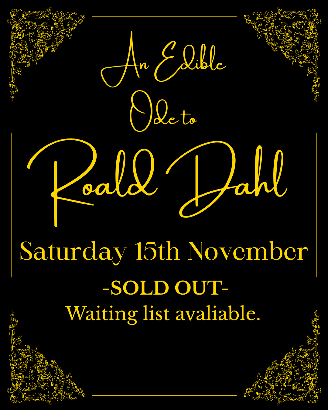 An Edible Ode to Roald Dahl - Saturday 15th November
