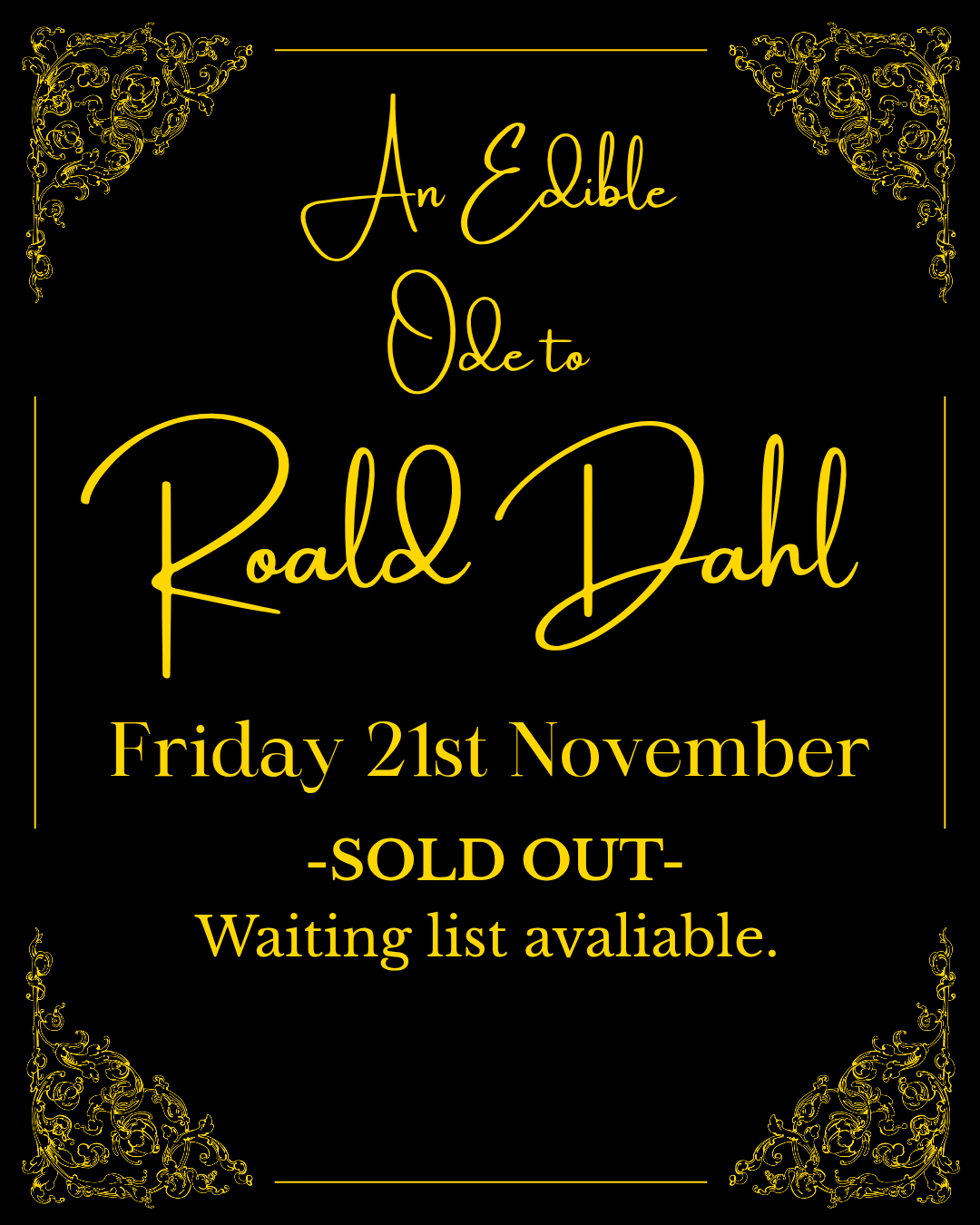 An Edible Ode to Roald Dahl - Friday 21st November
