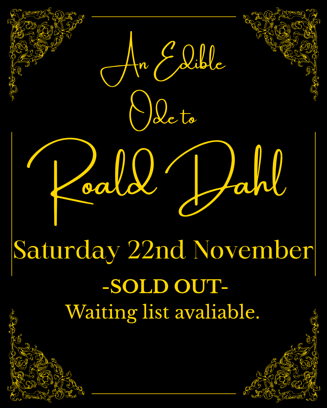 An Edible Ode to Roald Dahl - Saturday 22nd November